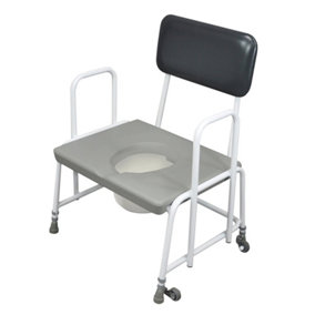 Bariatric Commode Chair with Fixed Arms - 7.5 Litre Pail - 254kg Weight Limit