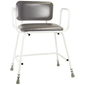 Bariatric Perching Stool - Arms and Padded Backrest - Adjustable Height