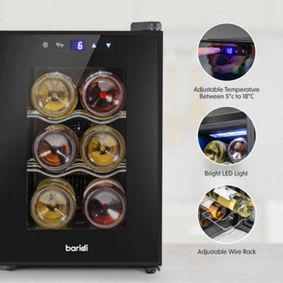 Baridi 6 Bottle Wine Cooler Thermoelectric 5-18 DegreeC Digital Touch Control DH217 - 3