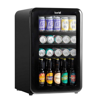 Baridi 70L Under Counter Drinks & Wine Cooler Fridge Retro Style Black