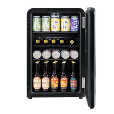 Baridi 70L Under Counter Drinks & Wine Cooler Fridge Retro Style Black