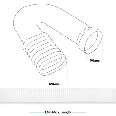 Baridi Condenser Vent Hose Pipe For Vented Tumble Dryers 1.5m/3.5" DH230