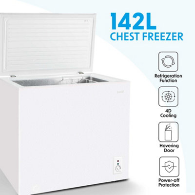 Baridi Freestanding Chest Freezer, 142L, Outbuilding Safe, White