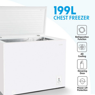 Baridi Freestanding Chest Freezer, 199L, Outbuilding Safe, White