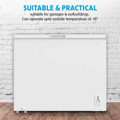 Baridi Freestanding Chest Freezer, 199L, Outbuilding Safe, White