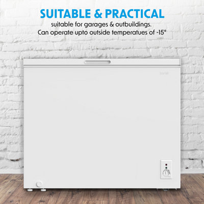 Baridi Freestanding Chest Freezer, 199L, Outbuilding Safe, White