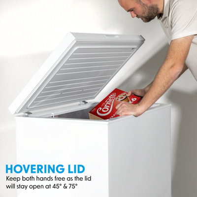 Baridi Freestanding Chest Freezer, 199L, Outbuilding Safe, White