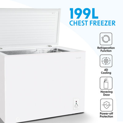 Baridi Freestanding Chest Freezer, 199L, Outbuilding Safe, White
