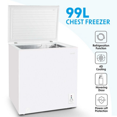 Baridi Freestanding Chest Freezer, 99L, Outbuilding Safe, White