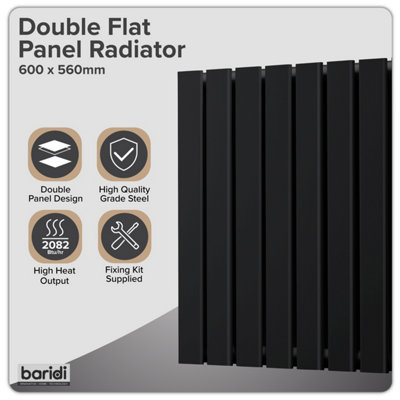 Baridi Horizontal Radiator Contemporary Double Flat Panel Design 600 x ...
