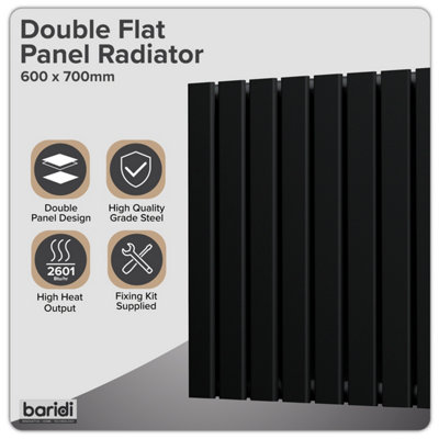 Baridi Horizontal Radiator Contemporary Double Flat Panel Design 600 x ...