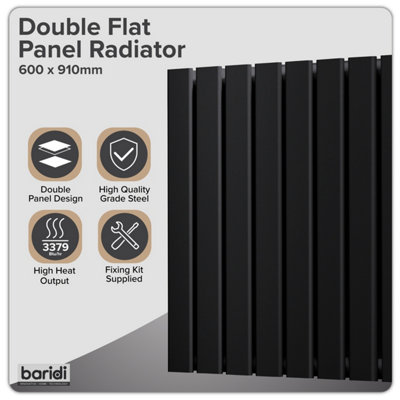 Baridi Horizontal Radiator Contemporary Double Flat Panel Design 600 x ...