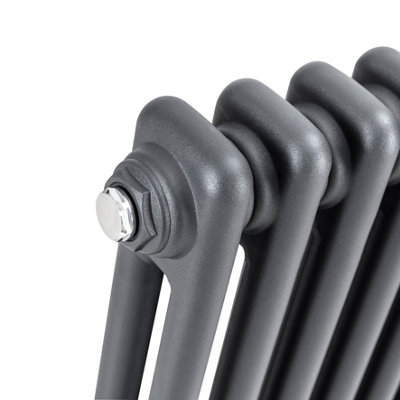 Baridi Horizontal Traditional 2 Column Radiator 600 x 832mm Anthracite