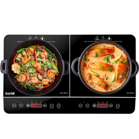 Baridi Portable Induction Hob: Two Zone, 2800W, 13A Plug, Timer Function