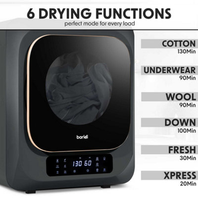 Baridi Small Tumble Dryer Portable 2.5kg Vented For Counter Top or Wall Mounted - 3