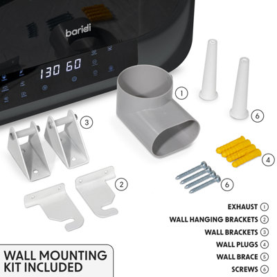 Baridi Small Tumble Dryer Portable 2.5kg Vented For Counter Top or Wall Mounted - 9