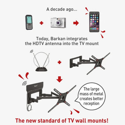 Barkan 13" - 90" Full Motion TV Wall Mount Bracket with Integrated Antenna