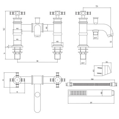 Barker Chrome Bath Shower Mixer Tap