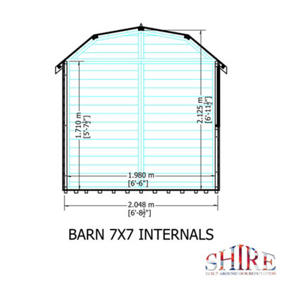 Barn Style Garden Shed 7x7ft 2048x2048mm - 7
