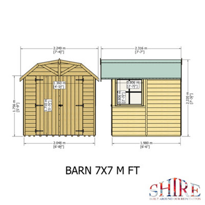 Barn Style Garden Shed 7x7ft 2048x2048mm - 8