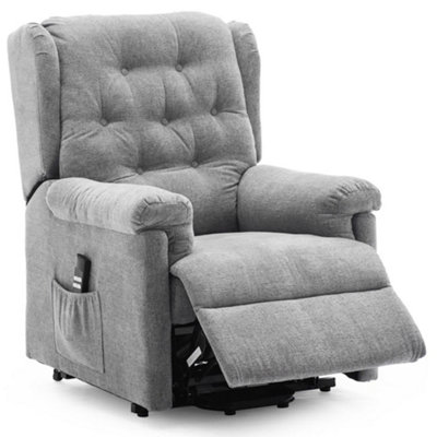 NordicHouse Light Grey Fabby Fabric Recliner Armchair