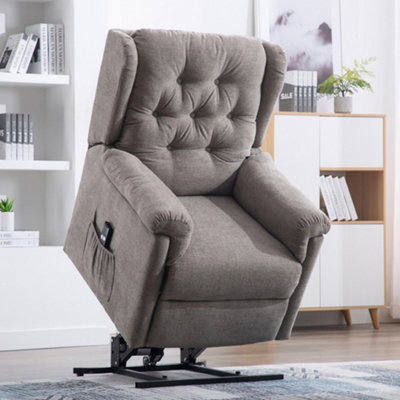 Barnsley Fabric Electric Single Motor Riser Rise Recliner Lift Mobility Tilt Armchair Beige