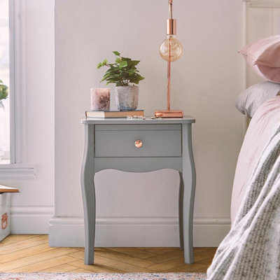 Baroque Nightstand Folkestone Grey with Rose Gold Colour Handles