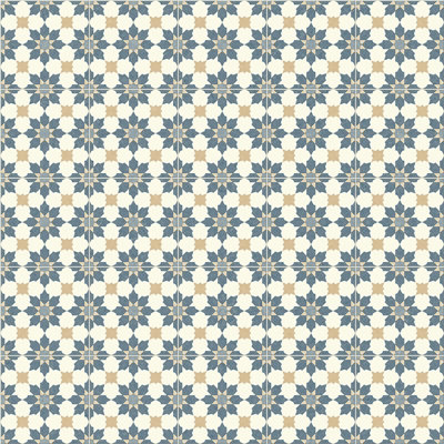 Baroque Rubens Victorian Tile Vinyl by Remland (Rubens Blue, 2m x 3m)
