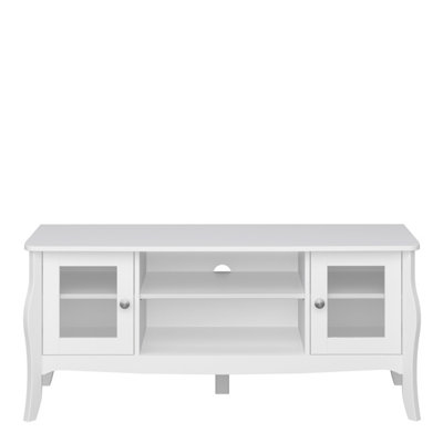 Baroque TV Table (Narrow) 2 Dr 2 Shelves White