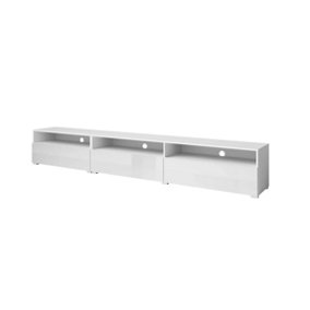 Baros 40 Contemporary TV Cabinet in White Gloss - W2700mm x H400mm x D410mm