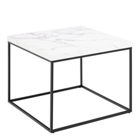 Barossa Coffee Table with White Marble Effect Top & Black Steel Base 60cm