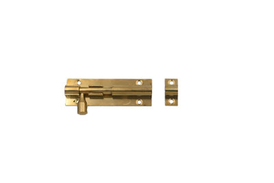 BARREL BOLT STRAIGHT 76MM - POLISHED BRASS