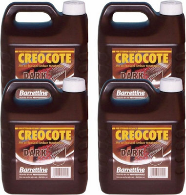 Barrettine Dark Creocote Creosote 4 Litre Waterproof Wood Treatment 4 x 4L -16L