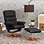 Barstow 78cm Wide Black Bonded Leather 360 Degree Ergonomic Swivel Base Recliner Massage Heat Chair and Footstool