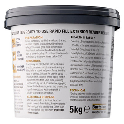 Bartoline 1876 Ready to Use Rapid Fill Exterior Render Repair No ...