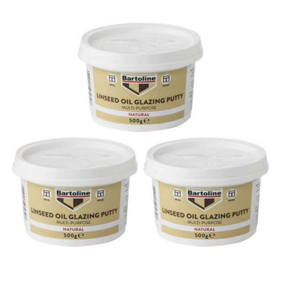 Bartoline MultiPurpose Linseed Oil Glazing Putty 500g Pack of 3