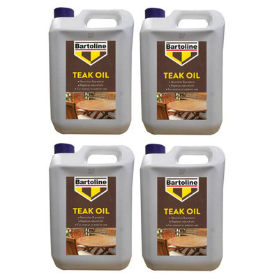 Bartoline Teak Oil 5 Litre Wood Furniture Oil Pack of 4