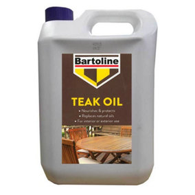 Bartoline Teak Oil 5 Litre Wood Furniture Oil Protects Wood gives Natural Sheen