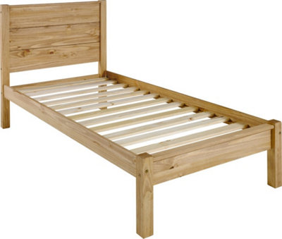 Barton 3ft Single Slatted Bed Frame Solid Waxed Pine