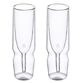 Barware Mixology Double Walled Borosilicate Flute Glass 190ml Set of 2 Clear