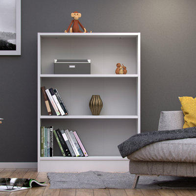 Basic Low Wide Bookcase 2 Shelves in White