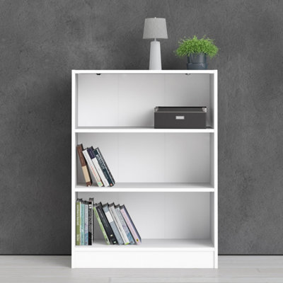 Basic Low Wide Bookcase 2 Shelves in White