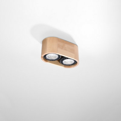 Basic Wood Natural 2 Light Classic Ceiling Light