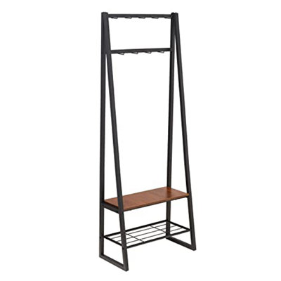Basics 9-Hook Coat Rack with Shoe Bench and 2-Tier Storage, 70.1 x 33 x ...