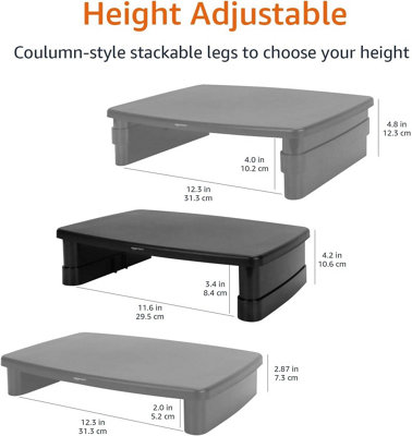 Basics Rectangle Adjustable Computer Monitor Desk Stand Black