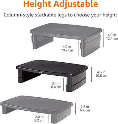 Basics Rectangle Adjustable Computer Monitor Desk Stand Black