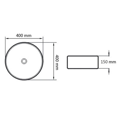 Basin Ceramic Round Black 40x15 cm