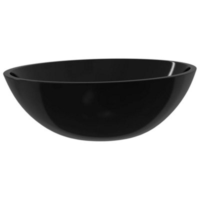 Basin Glass 50x37x14 cm Black for Bathroom