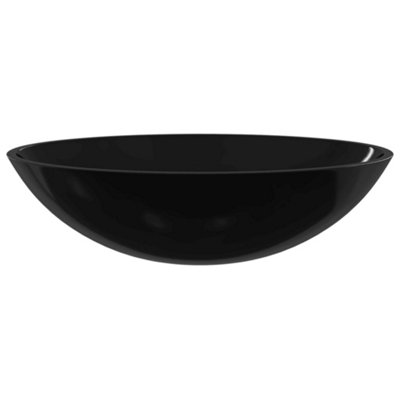 Basin Glass 50x37x14 cm Black for Bathroom