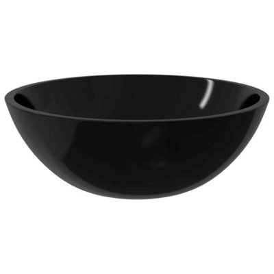 Basin Glass 50x37x14 cm Black for Bathroom